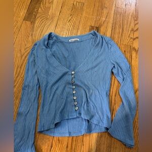 Reformation Sky Blue Ribbed Knit Top